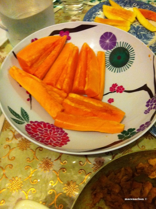 Papaya!!!! It's like caviar in my house. An expensive treat and only bought occasionally  